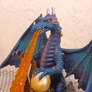 Fire Breathing Dragon - Intricate Dragon Figurine With Orb' D